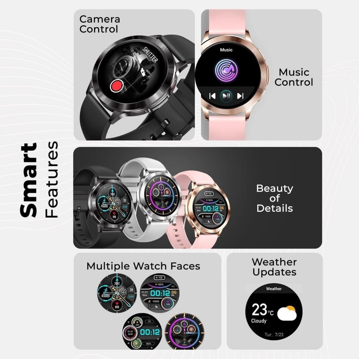 Fire-Boltt Mystic 1.3" Display Smartwatch, Bluetooth Calling, 360*pixels high resolution, 680 NITS Peak Brightness,