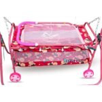 BABY LOVE  Baby Foldable Comfort Solf Cradle Bed with Swing Palna Jhula for New Born Baby Multiparous Infant & Toddler Beds with