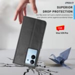 Vivo V29 Pro 5G Flip Back Cover Case | Inbuilt Stand & Pockets | Magnetic Shockproof Leather Wallet Style Flip Case (Black)