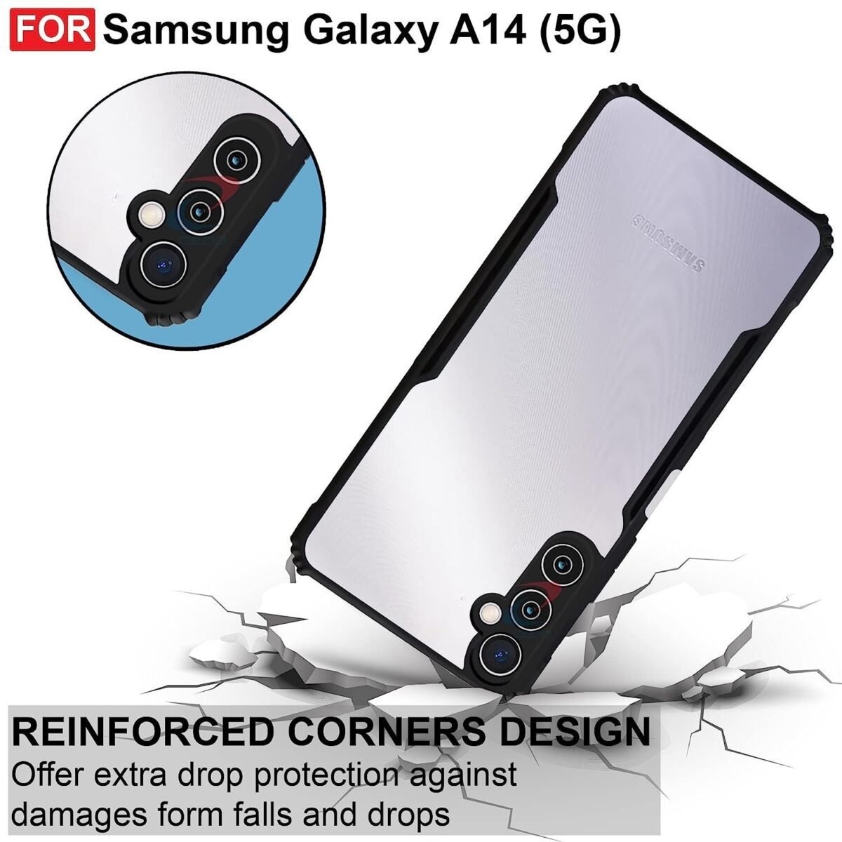 Samsung A14 (5G) Case Back Cover Shockproof Bumper Crystal Clear | 360 Degree Protection TPU+PC - Eagle