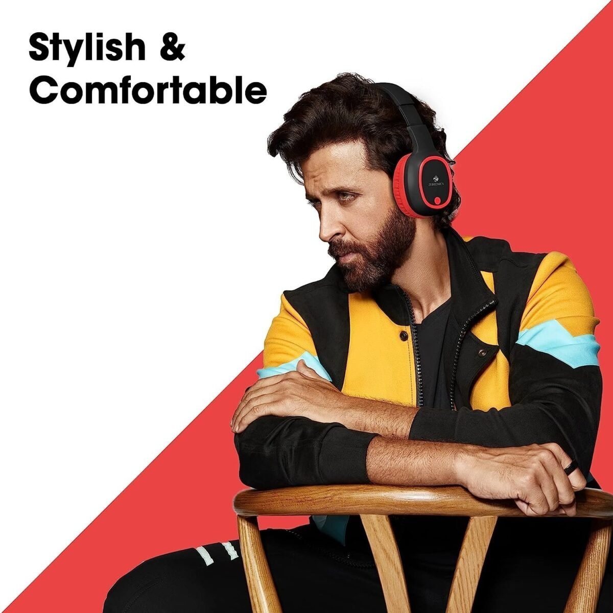 ZEBRONICS Zeb-Thunder Wireless Bluetooth Over The Ear Headphone FM, mSD, 9 hrs Playback with Mic (Red)