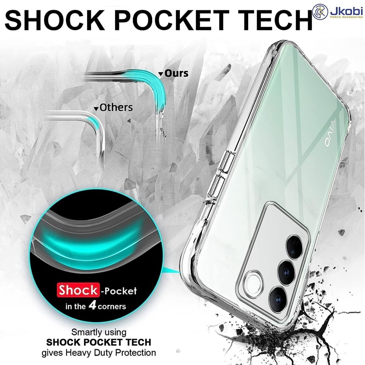 Back Cover for Vivo V27 | Vivo V27 Pro Silicone Clear Shockproof Case (Transparent)