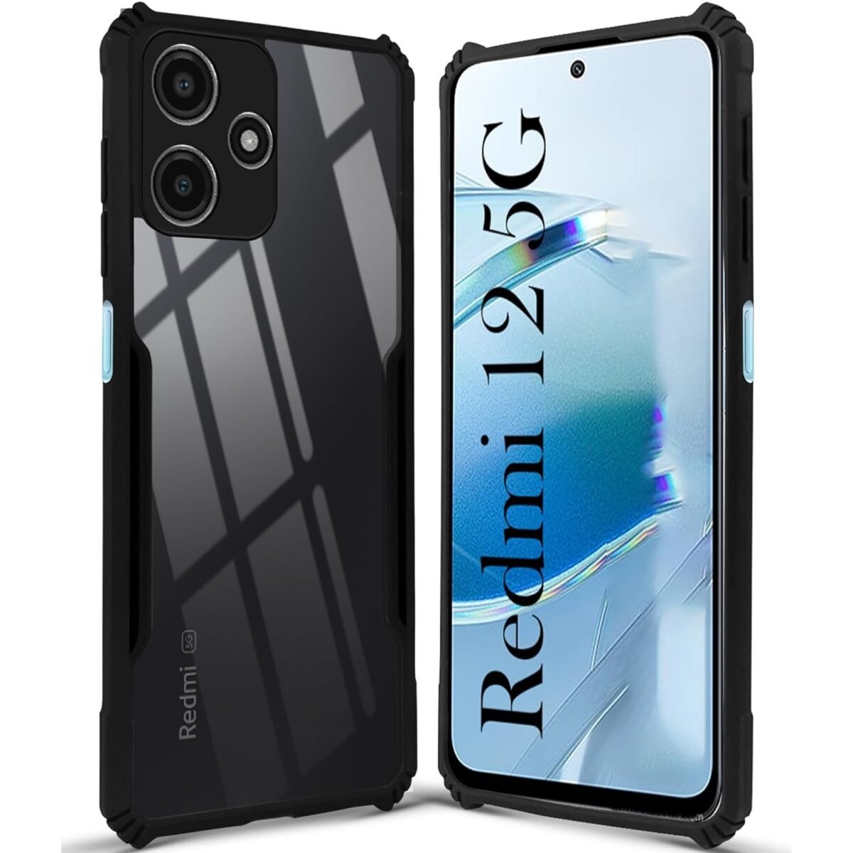 Back Cover Case for Xia Redmi 12 5G (Shockproof with Polycarbonate Clear Panel | Professional Black) Eagle