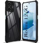 Back Cover Case for Xia Redmi 12 5G (Shockproof with Polycarbonate Clear Panel | Professional Black) Eagle