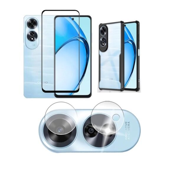 3 in 1 Combo Pack for OPPO A60 4G – Eagle Cover (Back Cover + Camera Lens Protector + Tempered Glass)