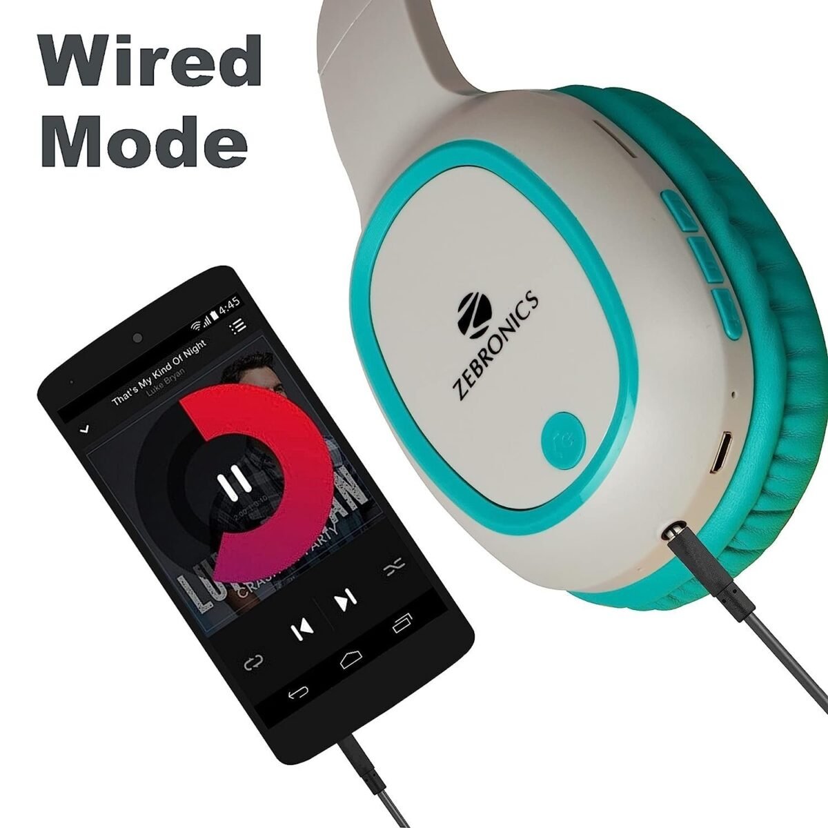 ZEBRONICS Zeb-Thunder Wireless Over Ear BT Headphone Comes with mic, 40mm Drivers, AUX Connectivity, Built in FM, Call Function,