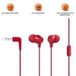 JBL C50HI, Wired in Ear Headphones with Mic, One Button Multi-Function Remote, Lightweight & Comfortable fit (Black)