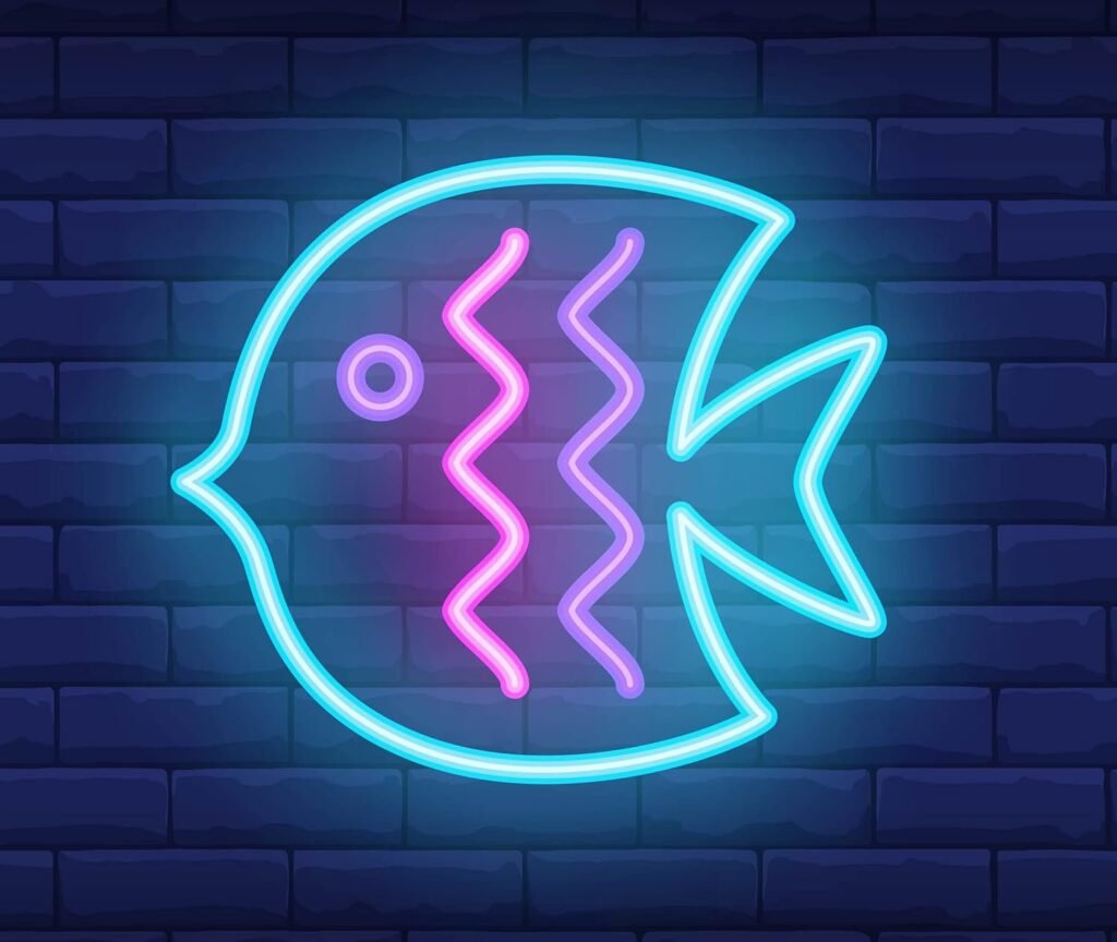 OMI Home and Décor Designer Neon LED Signage Wall Light Hanging Decoration for Kids Room, Living Room, Special Occasion and Holidays 12V Power Supply - Tropical Fish 15" x 14"