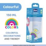 Chicco Well-Being Baby Coloured Feeding Bottle, Advanced Anti-Colic System, BPA Free, Hygienic Silicone Teat, Milk Bottle for