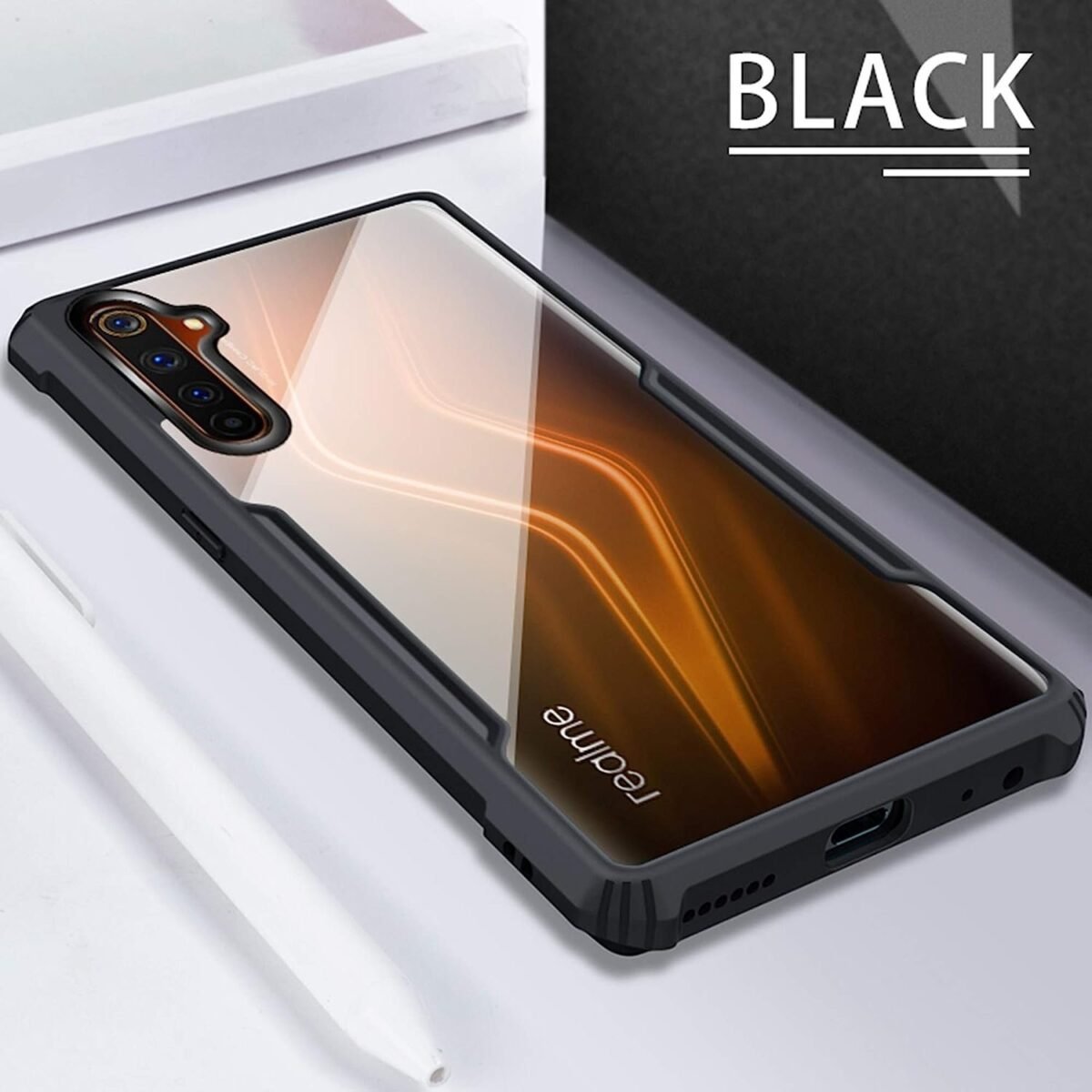 Eagle Polycarbonate Shockproof Back Cover For Realme 6 / Realme 6i (Transparent Black Border)