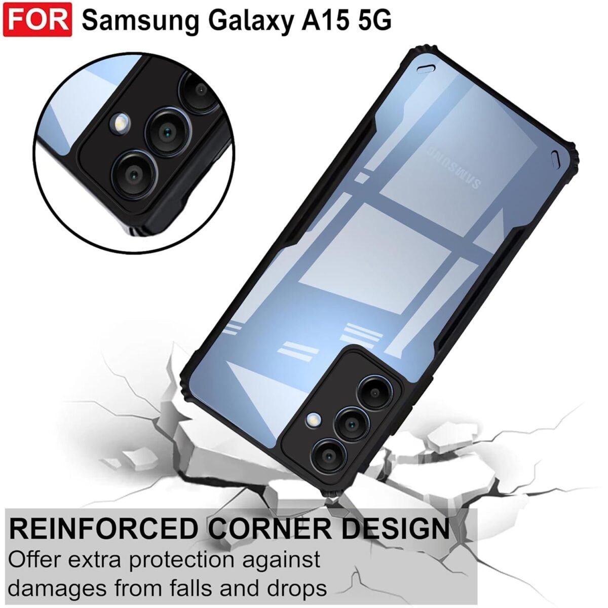 Back Case Cover msung Galaxy A15 5G (Polycarbonate, Thermoplastic Polyurethane_Matte Black)