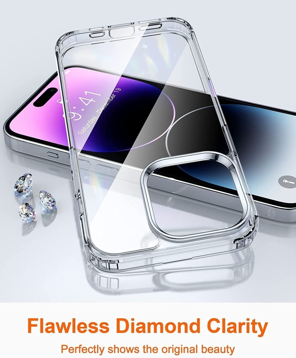 iPhone 14 Pro Max Back Cover Case | Slim Fit Clear Soft Silicone (Transparent)