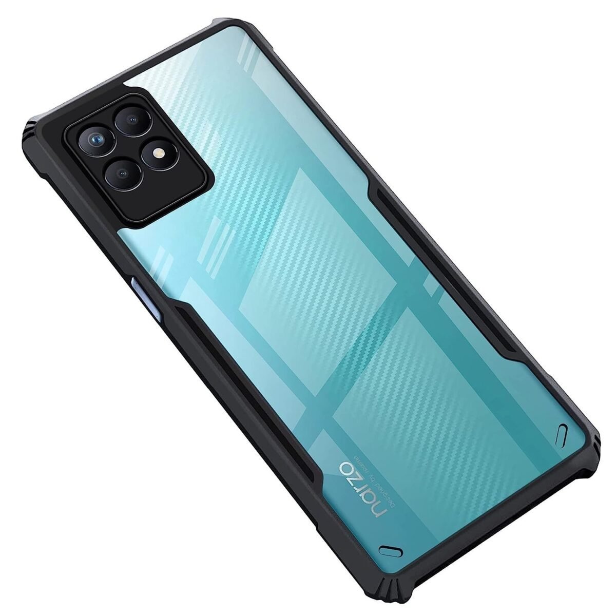 Back Case Cover for Realme Narzo 50 4G / Realme 8i Back Case Cover | Clear Case with Camera Protection | (TPU + PC | Matte Black) Eagle