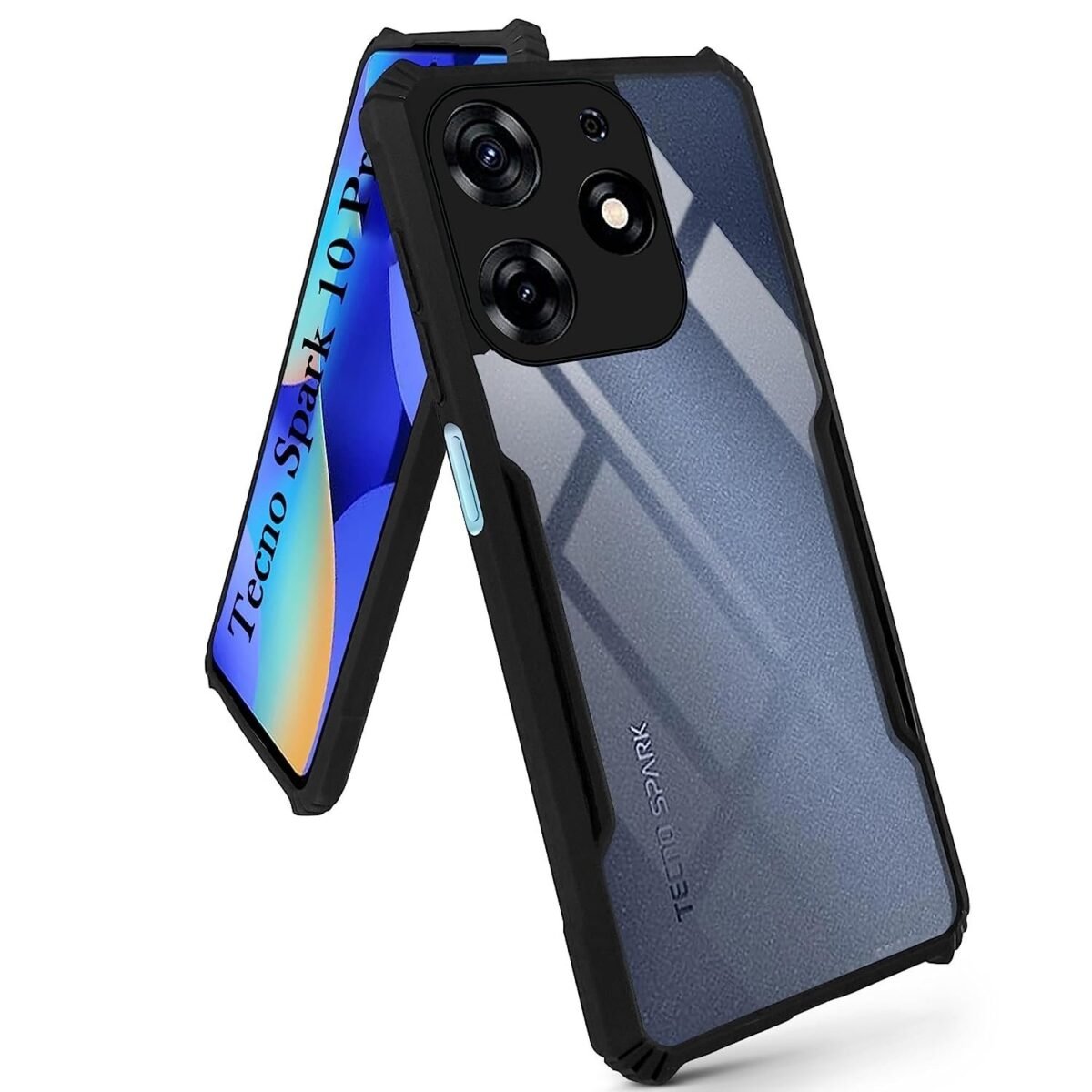 Back Cover Case for Tecno Spark 10 Pro (Shockproof with Polycarbonate Clear Panel | Professional Black) -Eagle