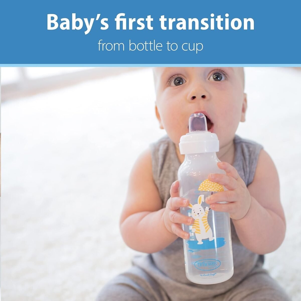 Dr. Brown’s Narrow Options+ Sippy Spout Baby Bottle, 8 oz, Bunny