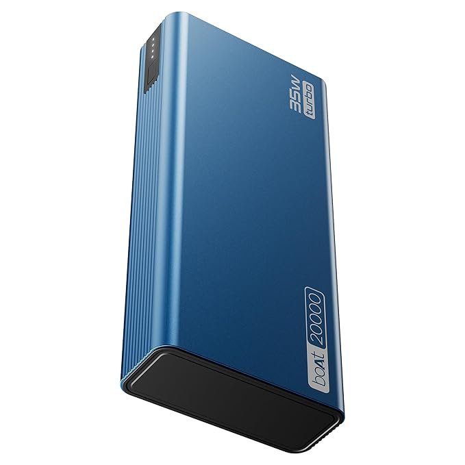 boAt Energyshroom PB435 20000 mAh 35W Super Fast Charging Power Bank, Smart 12 Layer Protection (4X Output Ports (Blue)