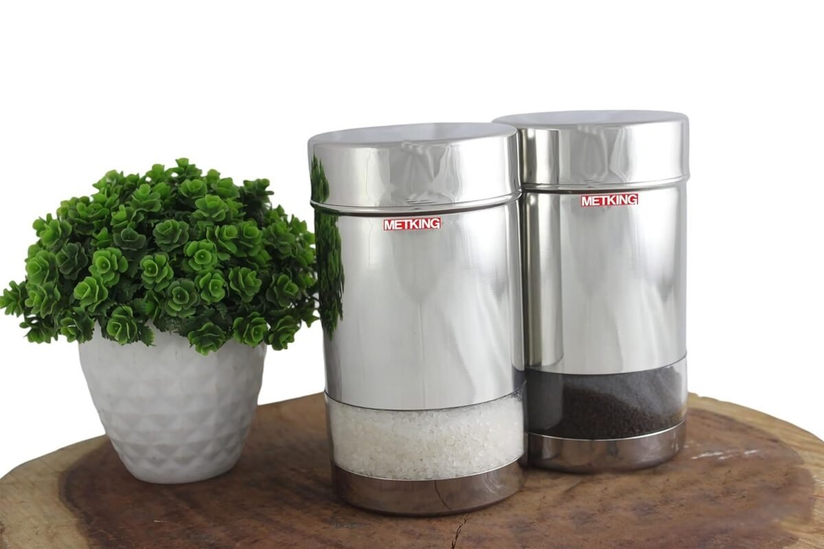 METKING Tea Sugar Coffee Containers Set - Black Color Coated Canisters for Your Kitchen, Perfect Sugar Tea Container Set, Tea
