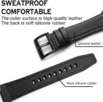 Priefy Sweatproof Leather Silicone Rubber Sports Replacement Straps With Metal Buckle Clasp Compatible With Apple Watch Strap