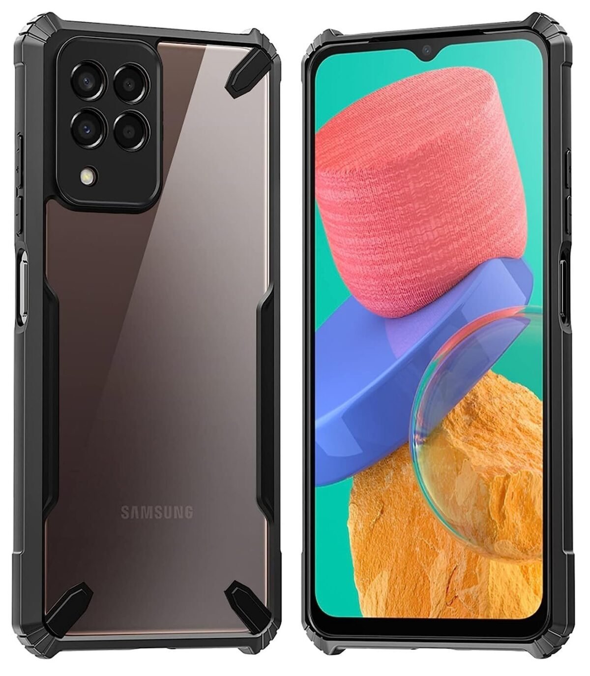 Back Cover for Samsung Galaxy M53 (5G), Shockproof Slim Hybrid Clear Case (Black)