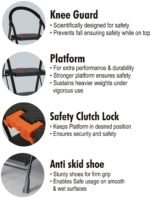 KRY Ladder for Home use Heavy Duty Steel with Wide Steps and Top Platform with Anti Slip and Anti Skid Shoes can be Used as Step