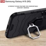 Samsung Galaxy A15 (5G) Defender Case | Rotating Ring Holder & Kickstand in-Built | Military Grade Armor | Bumper Back Cover (Black) D5
