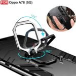 Plastic Oppo A78 (5G) Defender Case | Rotating Ring Holder & Kickstand In-Built | Military Grade Armor | Bumper Back Cover