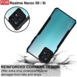 Back Case Cover for Realme Narzo 50 4G / Realme 8i Back Case Cover | Clear Case with Camera Protection | (TPU + PC | Matte Black) Eagle
