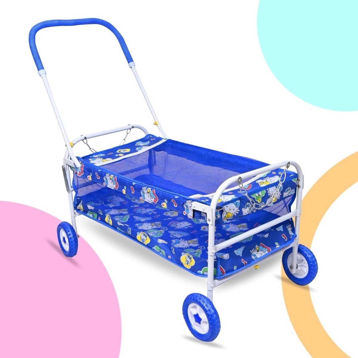 Foldable Baby Jhula Palna Cradle with Mosquito Net for 0-13 Months Baby Boys and Girls Sleep Comfartable