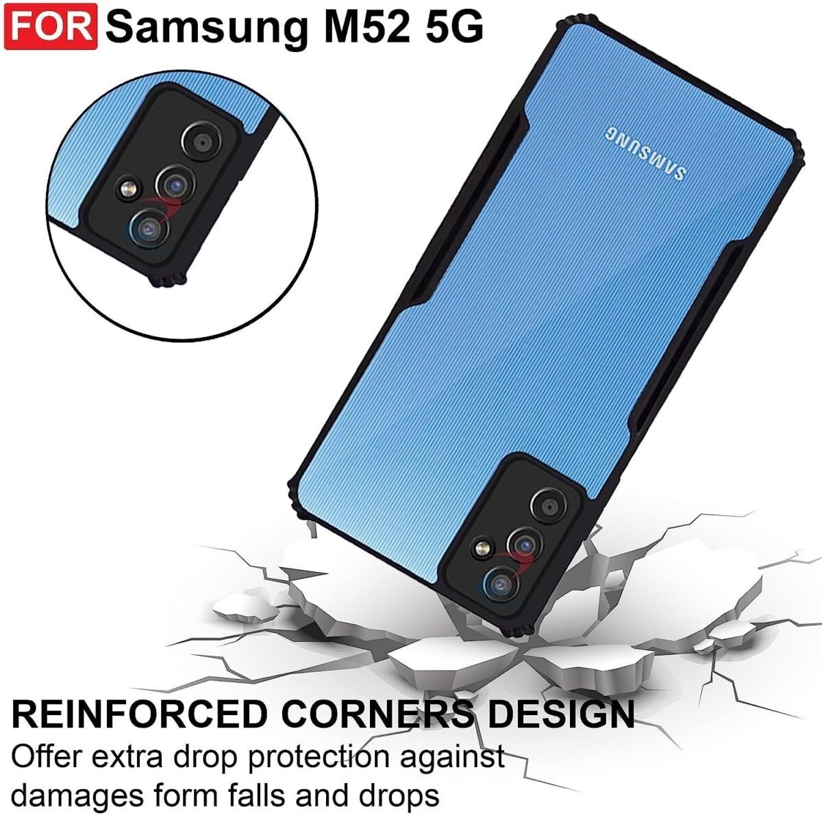 Samsung M52 (5G) Case Back Cover Shockproof Bumper Crystal Clear | 360 Degree Protection TPU+PC -Eagle