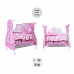 Baby love Cradle with Swing, Mosquito Net and Storage Basket (Pink)