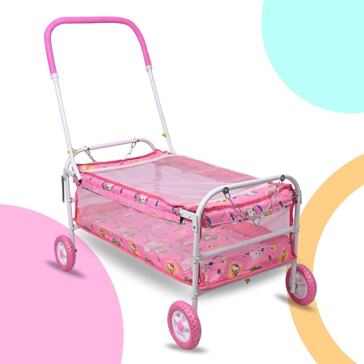 Foldable Baby Jhula Palna Cradle with Mosquito Net for 0-13 Months Baby Boys and Girls Sleep Comfartable