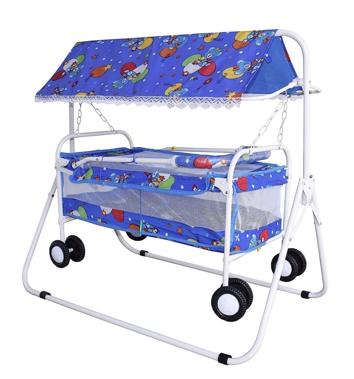 BABY LOVE Foldable Baby Cradle with Swing, Miulti-Function Jhula Palna for New Born Babies | Comfortable Multi-Use Baby Cradle,