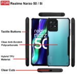 Back Case Cover for Realme Narzo 50 4G / Realme 8i Back Case Cover | Clear Case with Camera Protection | (TPU + PC | Matte Black) Eagle
