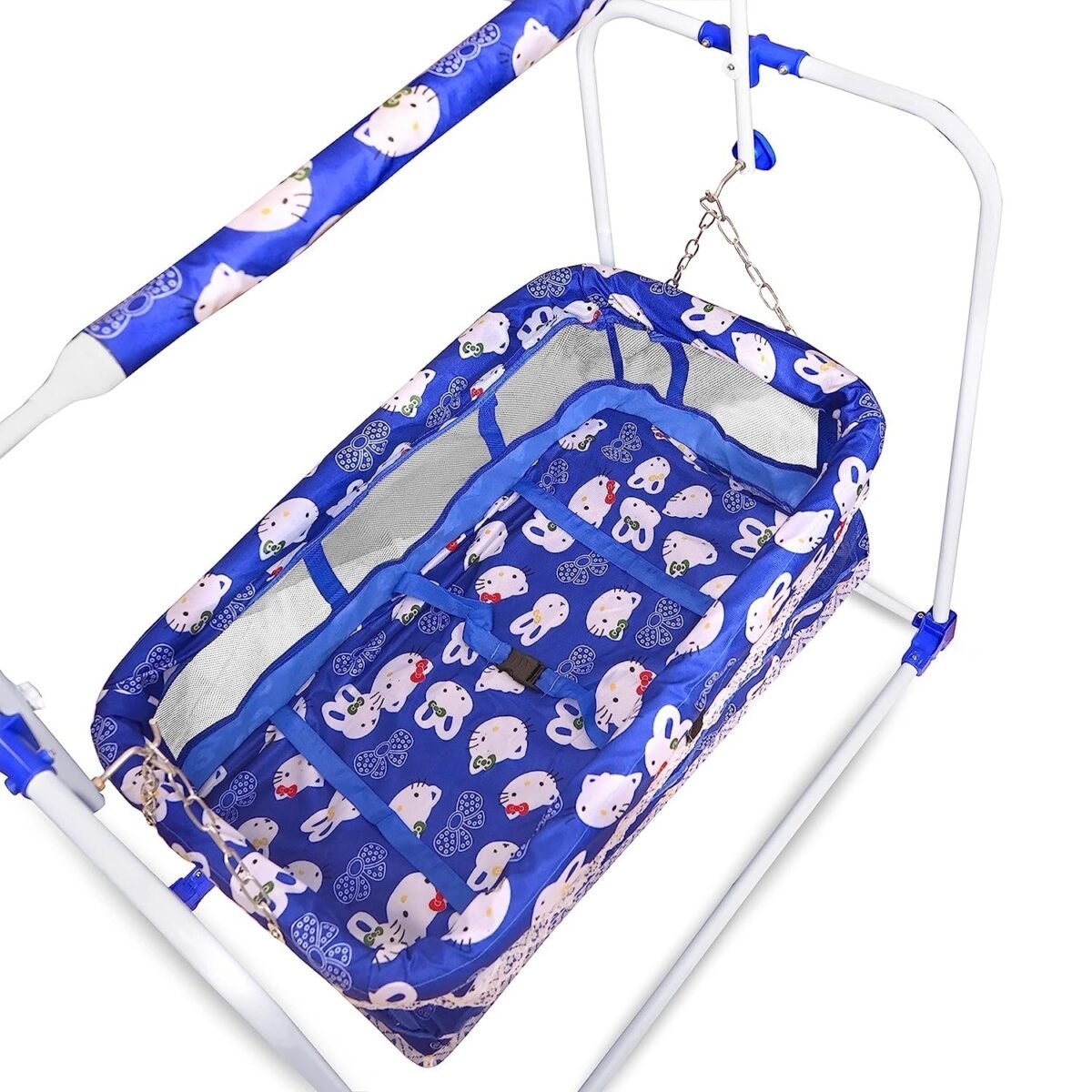 BABY LOVE  Baby Swing Cradle Comfortable Sleep with Mosquito Net for 0-13 Months Infant & Toddlers, Newborn Babies (Blue)