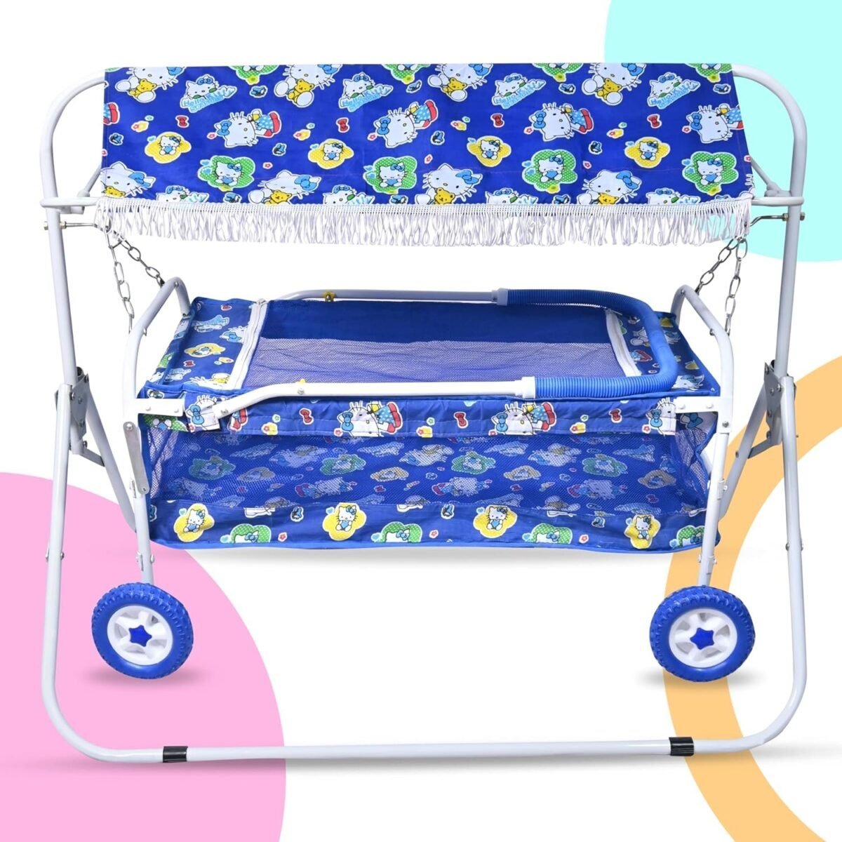 Foldable Baby Jhula Palna Cradle with Mosquito Net for 0-13 Months Baby Boys and Girls Sleep Comfartable