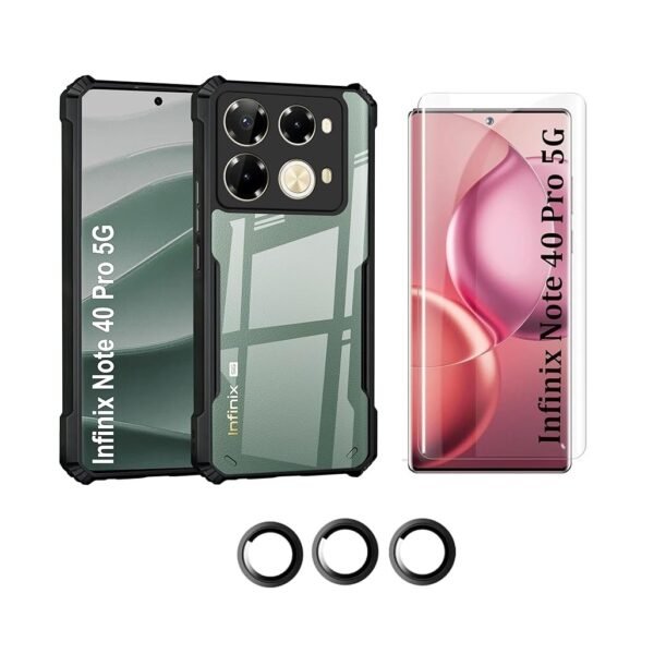 Combo pack for Infinix Note 40 Pro 5G Back Cover | Eagle| Camera Lens Protector & Tempered Screen Glass.