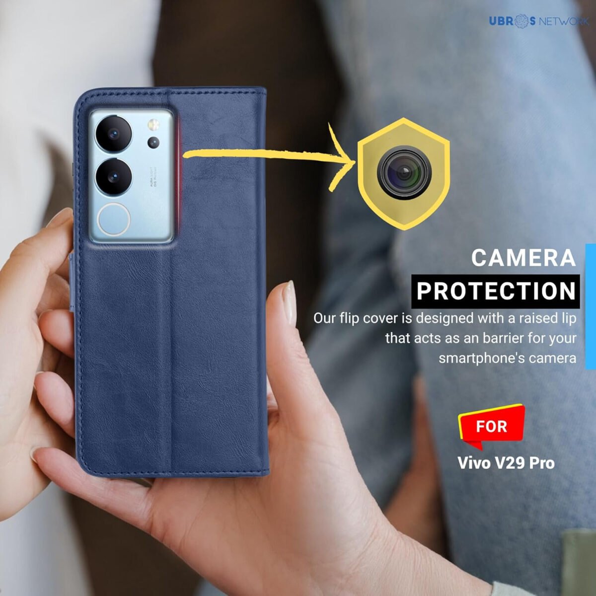 Vivo T2 Pro 5G Flip Cover | Leather Finish | Inside Pockets & Stand | Shockproof Wallet Style Magnetic Closure Back Cover Case for Vivo T2 Pro 5G (Blue)