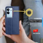 Vivo T2 Pro 5G Flip Cover | Leather Finish | Inside Pockets & Stand | Shockproof Wallet Style Magnetic Closure Back Cover Case for Vivo T2 Pro 5G (Blue)