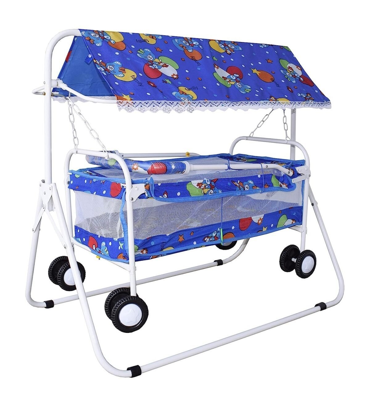 BABY LOVE Foldable Baby Cradle with Swing, Miulti-Function Jhula Palna for New Born Babies | Comfortable Multi-Use Baby Cradle,