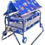 BABY LOVE  Baby Bedding Toddler Cotton Beds with Mosquito Net Compactible with Wheels | Comfortable Swinging Jhula Palna