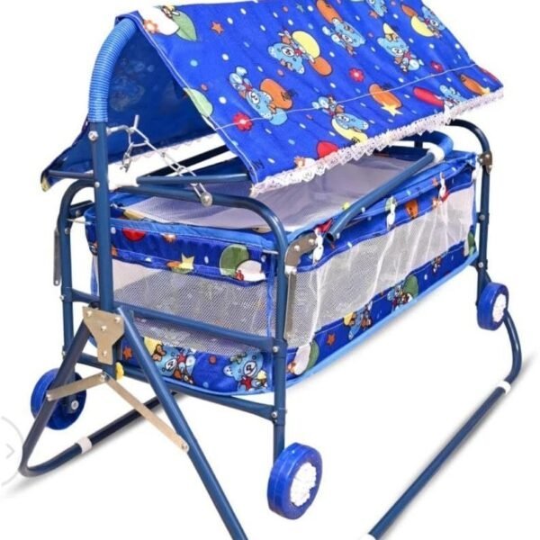 BABY LOVE  Baby Bedding Toddler Cotton Beds with Mosquito Net Compactible with Wheels | Comfortable Swinging Jhula Palna