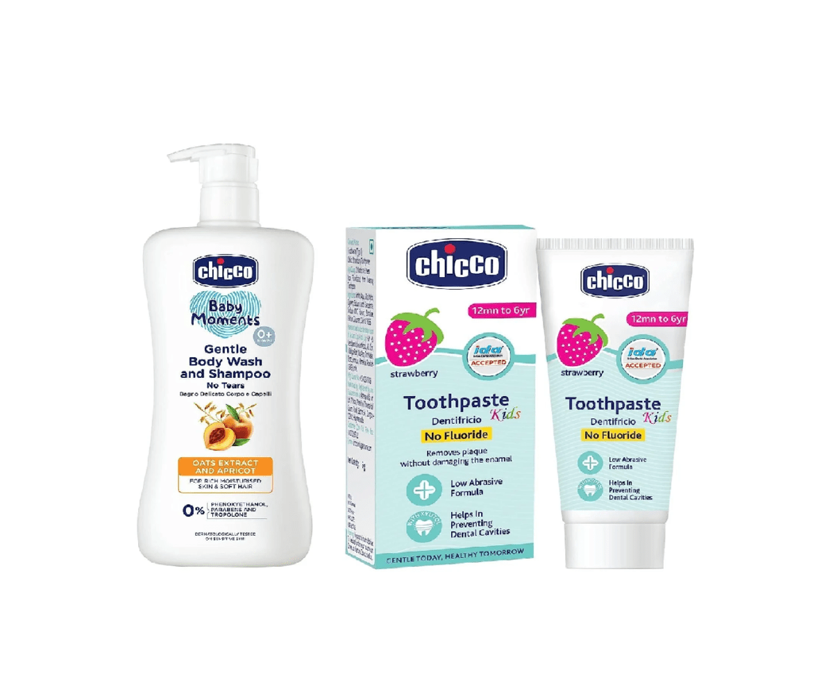 Chicco Gentle Bodywash & Shampoo 500Ml With Toothpaste Strawberry 12M+