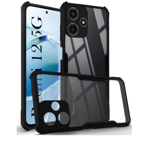 Back Cover Case for Xia Redmi 12 5G (Shockproof with Polycarbonate Clear Panel | Professional Black) Eagle