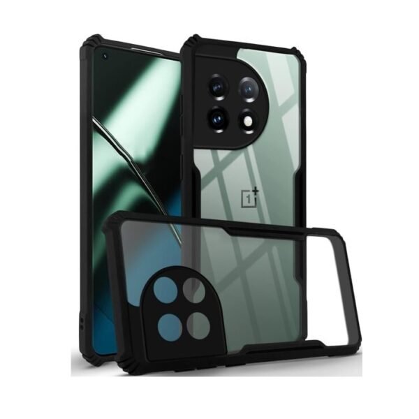 Back Cover Case for OnePlus 11 5G (Crystal Glass Back | Shockproof Bumpers | Professional Black) -Eagle