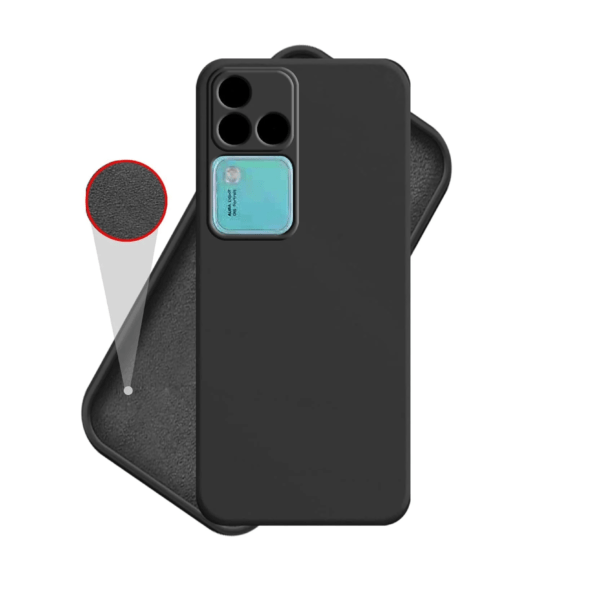 Vivo V30 Pro 5G Back Cover Camera Protection Cover, Liquid Silicon Case, Shockproof, Slim Phone Case (Silicone Black)