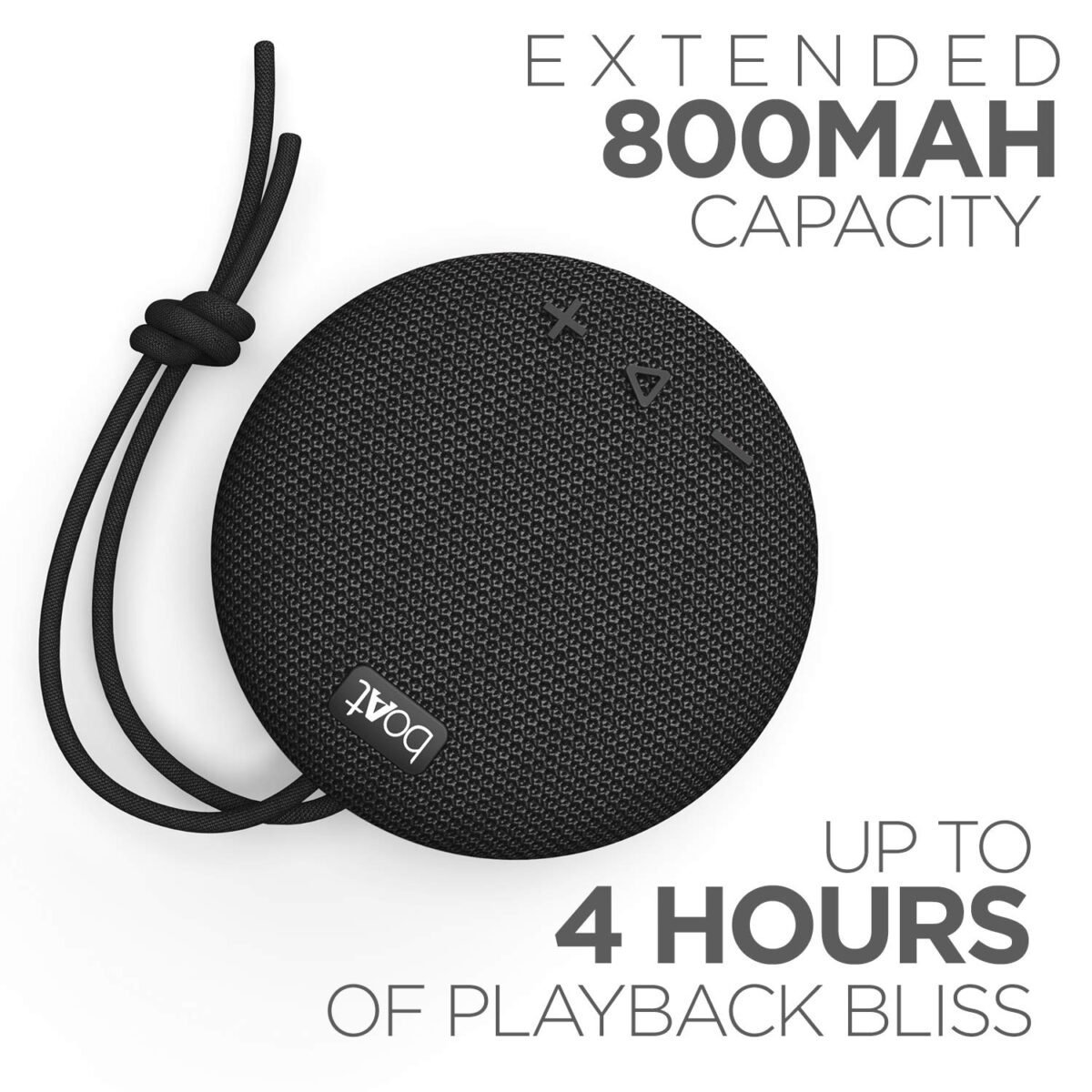 boAt Stone 190, Wireless Portable Speaker with 52mm Dynamic Driver, Up to 4hrs Nonstop Playback, IPX 6 Water Resistant (Black)