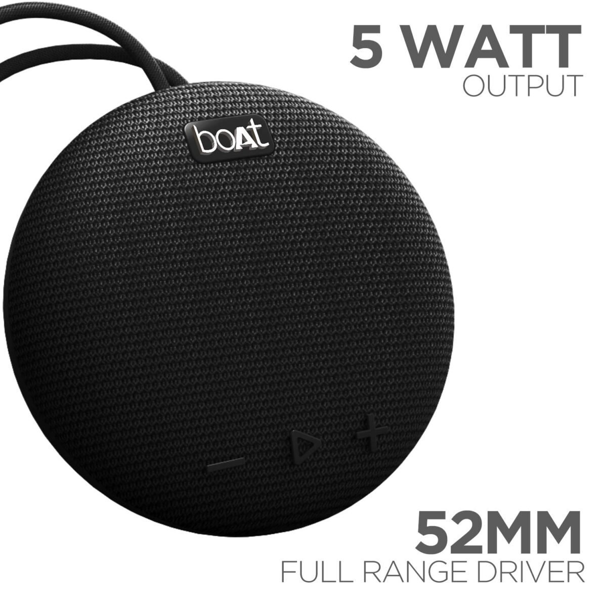 boAt Stone 190, Wireless Portable Speaker with 52mm Dynamic Driver, Up to 4hrs Nonstop Playback, IPX 6 Water Resistant (Black)