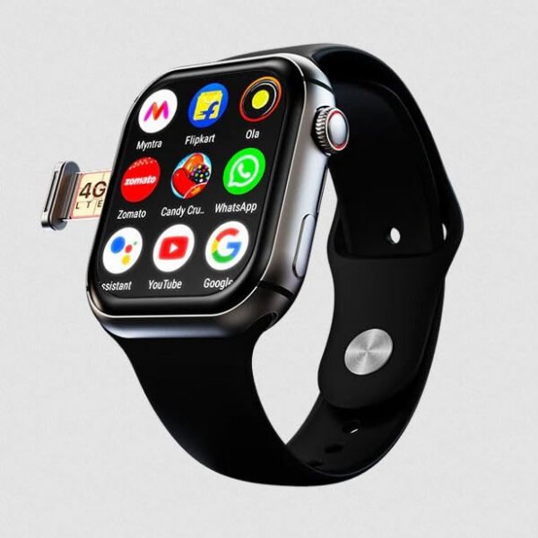 Fire-Boltt Snapp Smart Watch, Selfie Camera, 4G Nano-SIM Slot, 54.1mm AMOLED Display, Play Store- Unlimited apps, 1000mAh Battery, 2GB/4GB RAM + 16GB/64GB ROM (Jet Black Luxe)