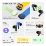realme Buds T110 with Ai Enc for Calls, Upto 38 Hours of Playback and Fast Charging Bluetooth in Ear Headset (Punk Black, True