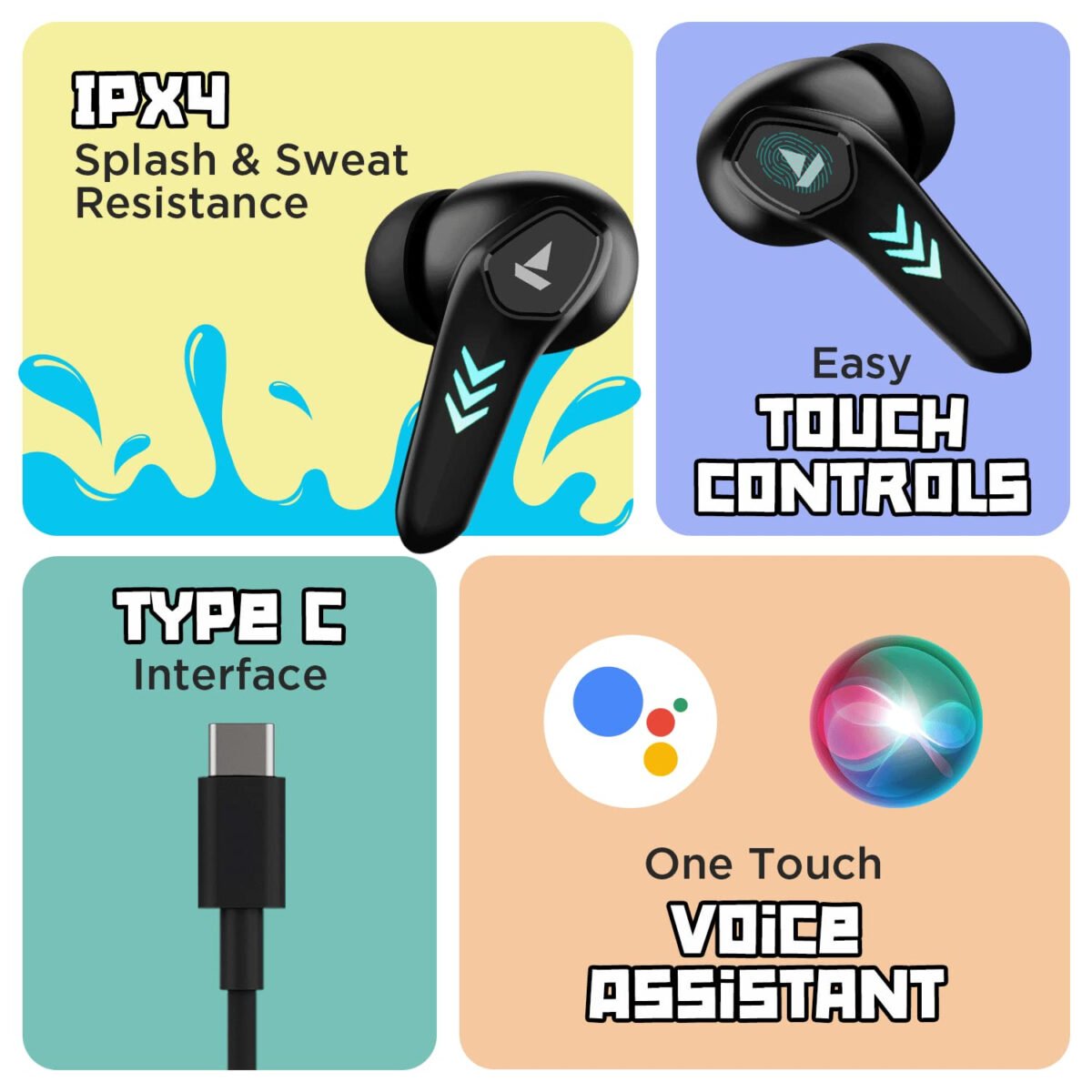 boAt Airdopes 190 in Ear TWS Earbuds with Beast Mode(50ms) for Gaming, 40H Playtime, ASAP Charge & BTv5.3 (2 color options)